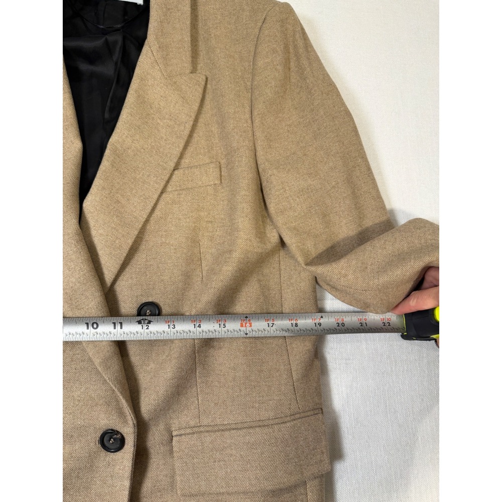 Zara Womens Double Breasted Wool Blend Blazer Tan Brown Size L Peak Lapel - Picture 7 of 8
